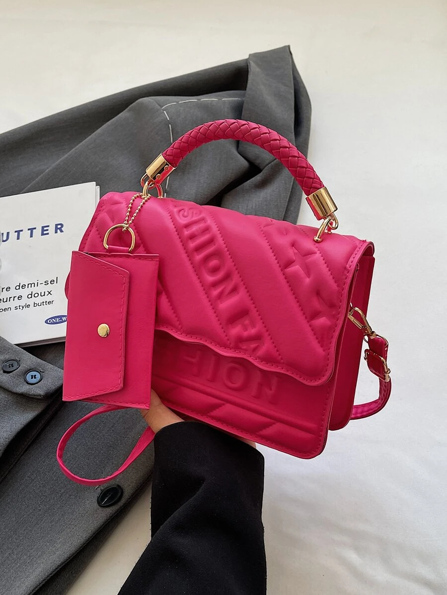 Women's Fashionable Casual Waterproof Shoulder Bag/ Crossbody Bag/ Handbag - Hot Pink - View 1