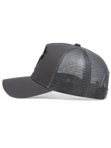 1pc Men's Antler Embroidery Printed Baseball Mesh Cap, Outdoor Adjustable Sunscreen Leisure Hat Suitable For Spring Summer Travel Beach Party Street - Grey - View 3