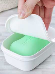 1個白色肥皂盒帶蓋子 - 白色 - 查看 5