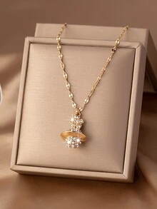 1 chiếc vòng cổ mặt dây chuyền hình sao Thổ 3D thời trang cá nhân hóa với chi tiết đính đá Rhinestone dành cho nữ, thích hợp để đi du lịch, dự tiệc và đeo hàng ngày - Nhiều màu - Xem 2