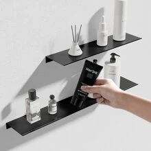 1个防锈铝合金浴室置物架，适用于卫生间和洗手间，黑色，浴室收纳，浴室配件，浴室工具，浴室用品 - 黑色 - 查看 4