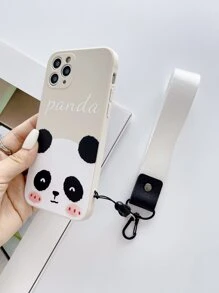 1 Pieza Funda De Teléfono Anti-caída Con Patrón De Panda Y Cordón