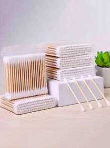 100 Miếng Dùng một lần Hai mặt Lau sạch Đối với Nước Tẩy trang , Làm sạch tai , - trắng - Xem 2