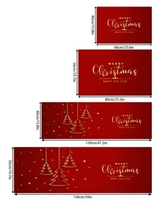 1pc Christmas Themed Red Carpet With Gold Pattern, Non-slip, Absorbent, Soft And Washable, Suitable For Front/back Door, Kitchen - Multicolor - View 8