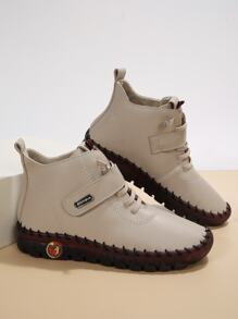 Plus Size Fashionable Shoes With Hand-stitched Lines, Thickened And Ribbed Soles, Furry Boots For Women's Winter Warmth. Soft Bottom Ankle Boots For Mom - Khaki - View 7