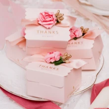 5 Piezas/set Caja De Regalo Decorada Con Letras Y Flores - Rosa - Ver 4