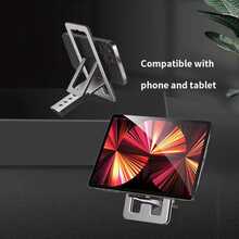 1个可折叠金属手机支架，可调节便携式桌面手机支架 - 銀色 - 查看 5