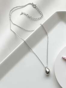 1 件時尚 S925 純銀淚滴吊墜項鍊適合女士日常佩戴