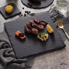 1pc Slate Plate For Dessert, Sushi, Western Black Stone Plate For Meat, Japanese Bbq Steak Plate - Black - View 4