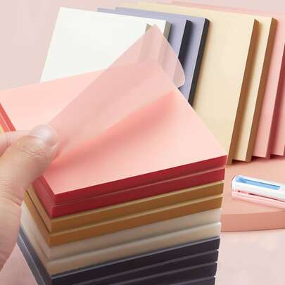 2 包（100 张/包）随机颜色透明便签，柔和色调方形，适用于办公室和书房