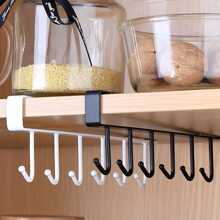 Gancho Adhesivo Sin Rastro De Hierro Forjado Para Cocina, Estante De Almacenamiento Para Armario, Gancho De Clasificación De Armario Multifuncional, Organizador Trasero De Puerta, 1 Ud. - Blanco - Ver 9