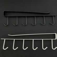 Gancho Adhesivo Sin Rastro De Hierro Forjado Para Cocina, Estante De Almacenamiento Para Armario, Gancho De Clasificación De Armario Multifuncional, Organizador Trasero De Puerta, 1 Ud. - Blanco - Ver 8