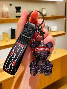 1入創意深紫色熊形鑰匙扣吊飾男女均適用 - 紫色 - 查看 2