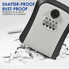 Caja De Bloqueo De Llave, Caja De Bloqueo De Combinación De 4 Dígitos A Prueba De Agua De 11.7*9.4cm, Caja Fuerte De Llave Montada En La Pared Con Código Ajustable, Caja De Almacenamiento De Llave De Gran Capacidad Mejorada Para Llaves De Casa, Llaves De Coche, Tarjetas De Identificación, Con Kit De Montaje - Gris - Ver 1