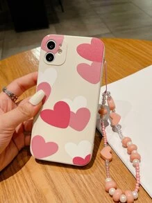 1个白色TPU爱心图案手机壳，带手带，防摔，兼容 15/15 Plus/15 Pro/15 Pro Max - 彩色 - 查看 3