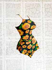 Jumper palazzo mono corto short falda tipo vestido mujer - Negro - Ver 1