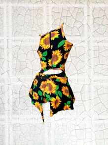 Jumper palazzo mono corto short falda tipo vestido mujer - Negro - Ver 3