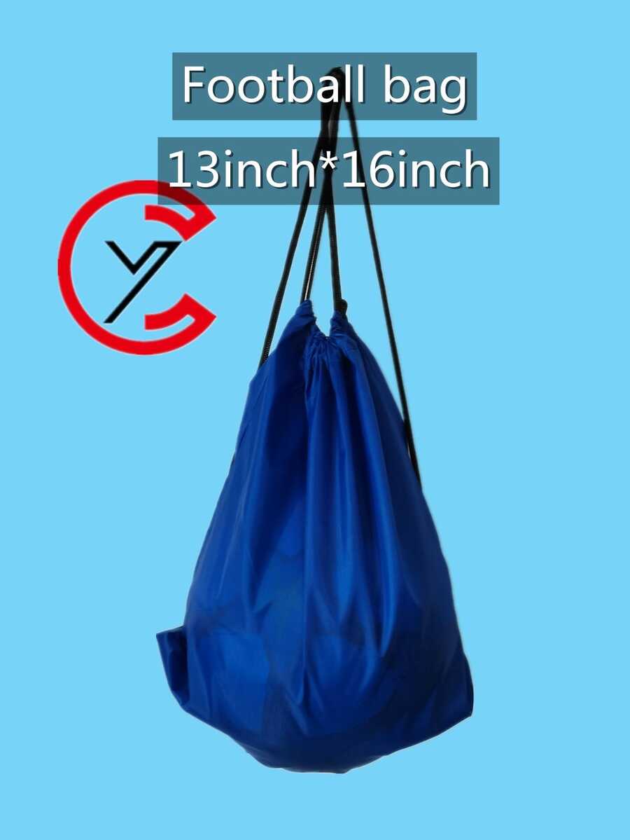 5pcs Random Color & Pattern Available Polyester Drawstring Backpack For Soccer, Basketball And Outdoor Activities - Blue - View 1