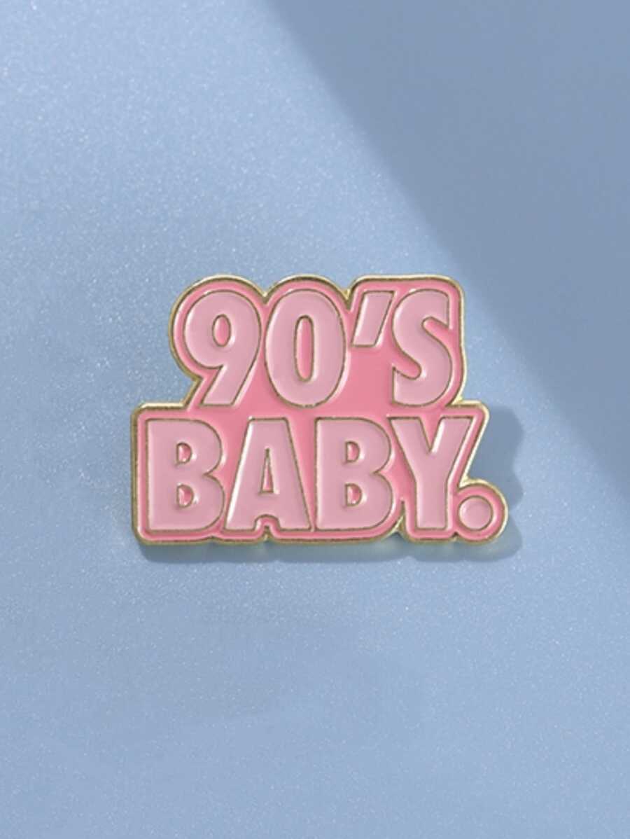1 Pezzo Spilla Da Revers Con Testo Inglese Ispiratore Elegante E Carina '90s Baby', Adatta Per L'abbigliamento Decorativo Sia Per Uomini Che Per Donne - stile1 - Visualizzare 1