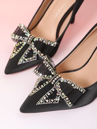 2pcs/set Women's Shoe Accessories Butterfly & Mesh & Rhinestone Decor Removable Shoe Buckle For Party, Banquet, Flat & High Heeled Shoes, Multicolor