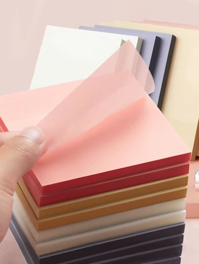 2packs(100pcs/Pack) Random Color Transparent Sticky Notes, Muted Tones Square Shape For Office & Study Back To School