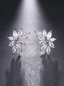 1雙新娘的特別地閃閃發光方晶鋯石&貓眼睛石頭&閃亮水晶耳環,創意樹葉形狀女性耳朵首飾類