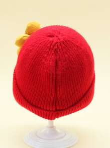 1 Pièce Bonnet Tricoté Pour Enfants Pour L'automne/hiver Avec Motif De Tournesol Et Design Coupe-vent Chaud