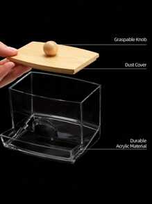 1/3入組棉花棒架座，圓形盤，牙線，7/10盎司透明塑料藥瓶組，可用於浴室儲物整理，梳妝台化妝品組織筒，配木質蓋