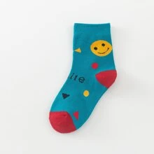 5双/套男女款可爱卡通兔子、蔬菜、蘑菇图案中筒袜，黄色。适合秋季和春季。适合幼儿、婴儿、女孩和小学生。四季皆宜。 - 彩色 - 查看 5