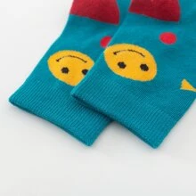 5双/套男女款可爱卡通兔子、蔬菜、蘑菇图案中筒袜，黄色。适合秋季和春季。适合幼儿、婴儿、女孩和小学生。四季皆宜。 - 彩色 - 查看 7