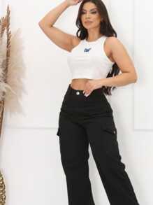 Women Jeans - 黑色 - 查看 1