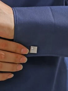 1 Pc Fashion Style Square Cufflinks For Men's Daily Wear - 銀色 - 查看 1