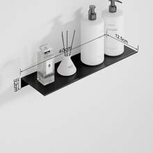 1个防锈铝合金浴室置物架，适用于卫生间和洗手间，黑色，浴室收纳，浴室配件，浴室工具，浴室用品 - 黑色 - 查看 9