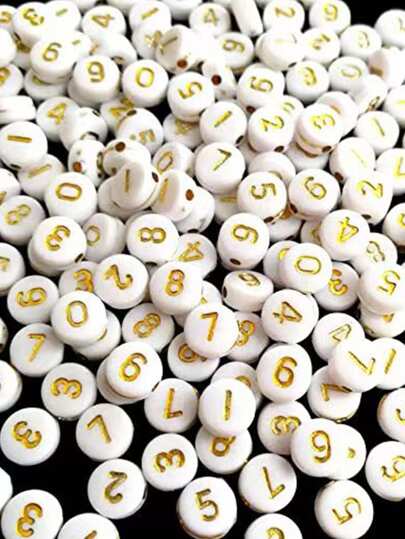 4*7mm White & Golden Acrylic Bead Beaded Necklace Or Bracelet DIY Jewellery Parts, Unisex Bead Jewelry Making Accessories, Fashionable Bead Charms For Men And Women