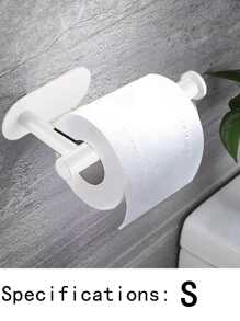 1pc Stainless Steel Toilet Paper Holder, Simple Color Wall Mounted Bathroom Paper Roll Rack Bathroom Decor Fall Decor - White - View 6