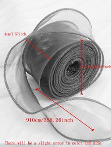 1 Rollo/9m Cinta De Organza Transparente Y Colorida Con Borde Con Volantes Y Lazo Para Accesorio De Cabello, Horneado De Pasteles Y Envoltura De Regalos - Rosa Roja - Ver 2