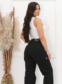 Women Jeans - 黑色 - 查看 2