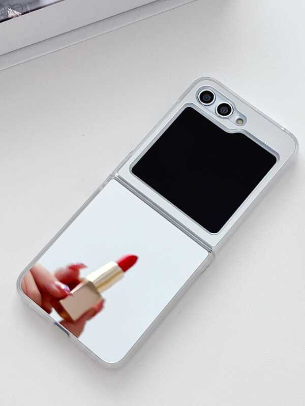 غطاء هاتف قابل للطي مرآة بتصميم بسيط مناسب لهواتف سامسونج جالكسي زد فليب 3 5G/جالكسي زد فليب 4 5G/جالكسي زد فليب 5 5G/جالكسي زد فليب 6 5G/جالكسي زد فليب 7 5G، غطاء هاتف مرآة مكياج أنيق