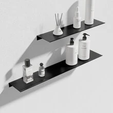 1个防锈铝合金浴室置物架，适用于卫生间和洗手间，黑色，浴室收纳，浴室配件，浴室工具，浴室用品 - 黑色 - 查看 1