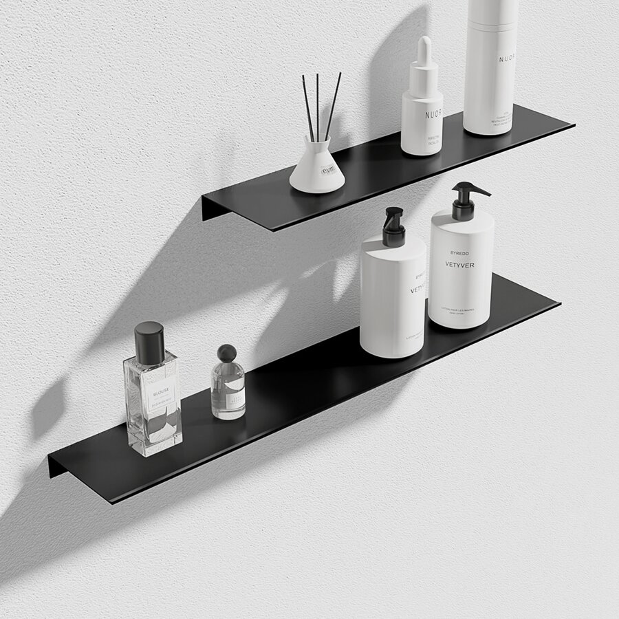 1个防锈铝合金浴室置物架，适用于卫生间和洗手间，黑色，浴室收纳，浴室配件，浴室工具，浴室用品 - 黑色 - 查看 1