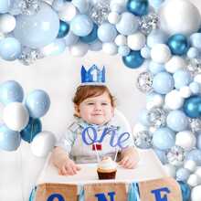 118pcs Blue Balloons Flower Garland Arch Kit, Blue White Silver Multicolor Confetti Balloons Arch For Shower, Birthday, Ocean Theme, Bachelorette Party Decoration,Christmas