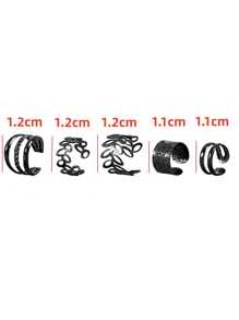 5 pièces Boucles d'oreilles clip réglables de couleur dorée, clips d'oreilles pour femmes et filles sans oreilles percées, set de boucles d'oreilles ear cuff - Noir - Voir 5