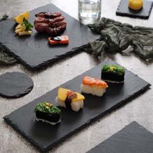 1pc Slate Plate For Dessert, Sushi, Western Black Stone Plate For Meat, Japanese Bbq Steak Plate - Black - View 5