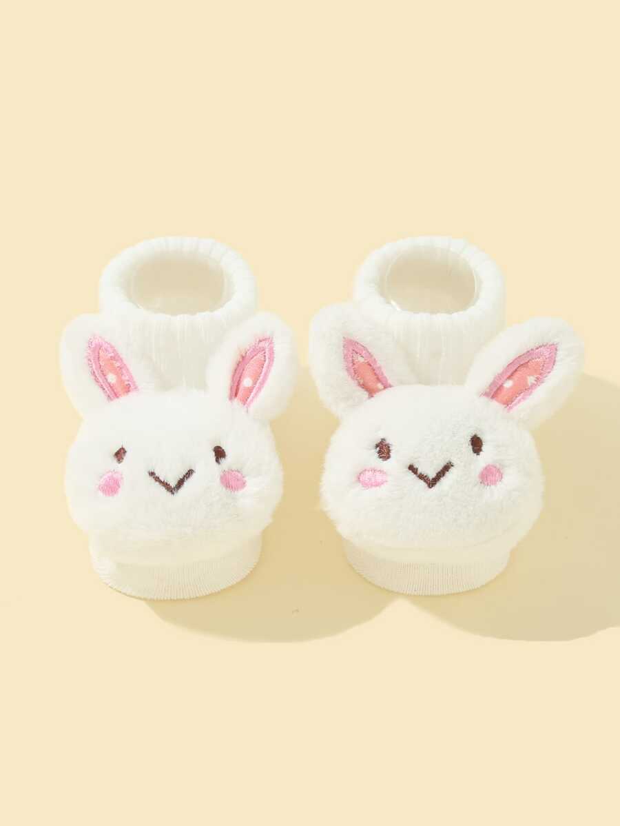 1 par de calcetines infantiles lindos con diseño de oreja de dibujos animados en 3D - Blanco - Ver 1