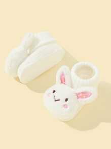 1 par de calcetines infantiles lindos con diseño de oreja de dibujos animados en 3D - Blanco - Ver 4