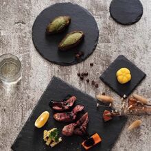 1pc Slate Plate For Dessert, Sushi, Western Black Stone Plate For Meat, Japanese Bbq Steak Plate - Black - View 3