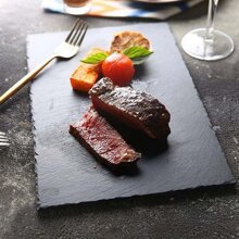 1pc Slate Plate For Dessert, Sushi, Western Black Stone Plate For Meat, Japanese Bbq Steak Plate - Black - View 6