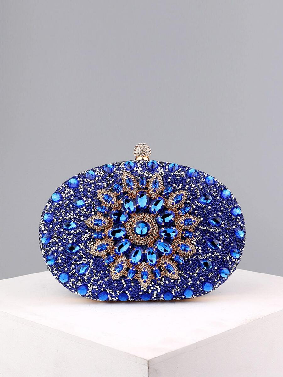 Glitter Bling,Shiny Glamorous,Elegant Glitter/Bling Stylish Luxury Lightweight,Portable New Sunflower Rhinestone Buckle Fashion Dinner Bag Party Evening Dress Joker Hand Slung Shoulder Bag Wedding Bag Female Bag Dinner Bag,Light Luxury,Elegant Rhinestone,Evening Bag Shiny For Teen Girls Women College Students Holiday, Party Wedding Prom, Dinner/Banquet Dinner Bag For Party Girl,Woman,For Female Perfect For Party,Wedding,Prom,Dinner/Banquet,For Best Gift For Women - 藍色 - 查看 1