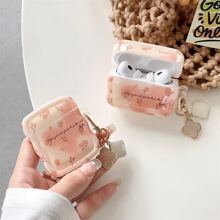 Floral Printed Earphone Case With Pendant Compatible With Apple Airpods 1/2/Airpods Pro/Airpods 3/Airpods Pro (2nd Generation). Wireless Earphone Case, No Earphones Included