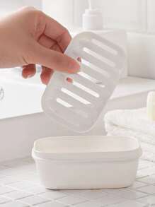 1個白色肥皂盒帶蓋子 - 白色 - 查看 7